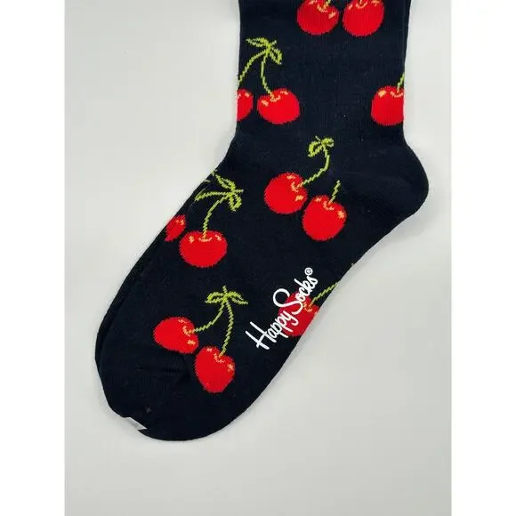 1 Pair Happy Socks Black Cherry Size Medium Unisex - Picture 3 of 3